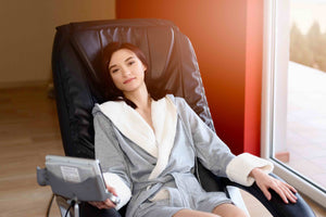 Girl sitting on massage chair